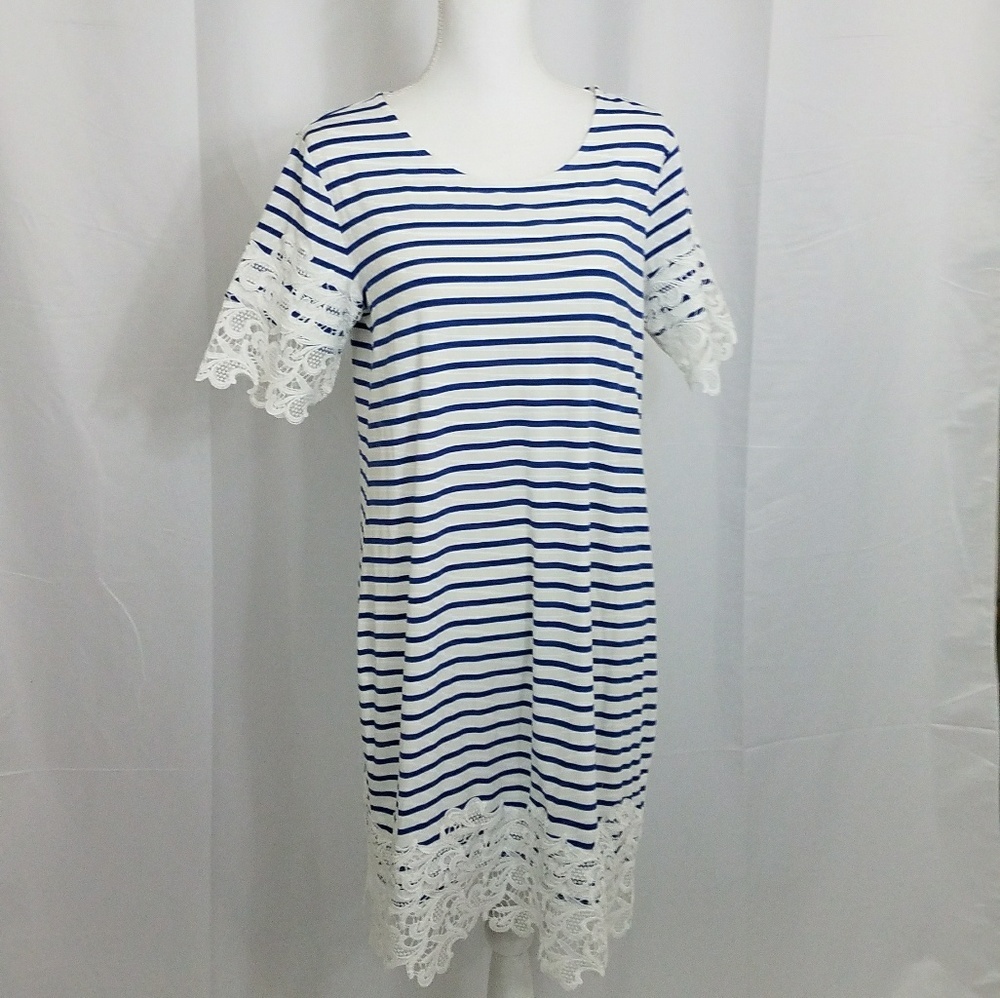 Tommy Hilfiger Blue & White L Lace Dress NWT